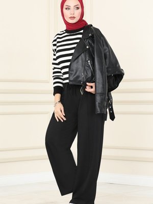 Siyah Dikiş Detaylı Pantolon Siyah Dikiş Detaylı Pantolon