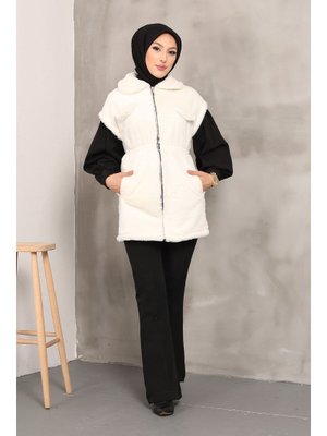 Krem Peluş Yelek Krem Peluş Yelek