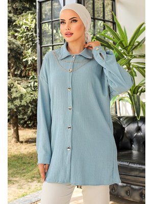 Bebe Mavi Kolye Hediyeli Gömlek Bebe Mavi Kolye Hediyeli Gömlek