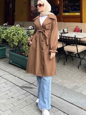 Kol Lastikli Belden Bağlamalı Trenç