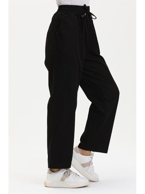 Siyah Beli Lastikli Kot Pantolon