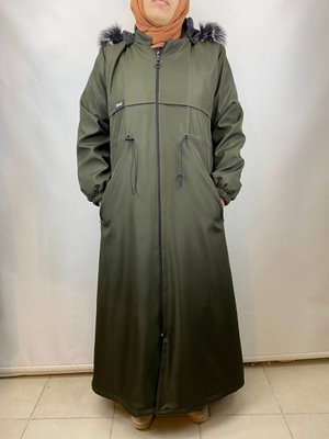 Beli Lastikli Kapüşonlu Içi Kürklü Bondit Mont Siyah