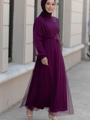 Mor Abiye Elbise