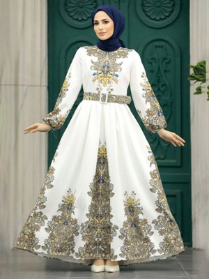 Beyaz Atlas Kumaş Elbise