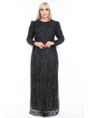 Büyük Beden Siyah Uzun Abiye Elbise