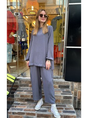 Neva Şalvar Cazz Takım Gri