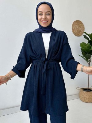 Fakir Kol Kemerli Kimono İkili Takım Lacivert