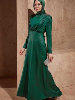 Taş Detaylı Abiye Elbise