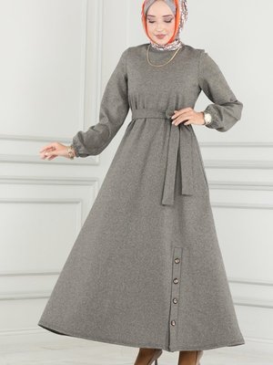 Vizyon Düğme Detaylı Kışlık Elbise