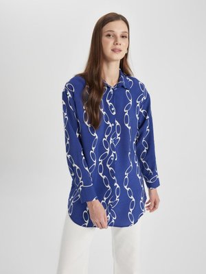 Relax Fit Desenli Uzun Kollu Gömlek Tunik A5308ax24sm