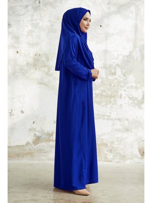 Saks Mavisi Tek Parça Namaz Elbisesi