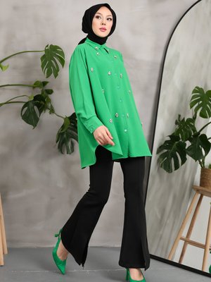 Yeşil İncili Taşlı Gömlek