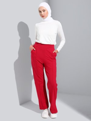 Vişne Yırtmaçlı Örme Pantolon Vişne Yırtmaçlı Örme Pantolon