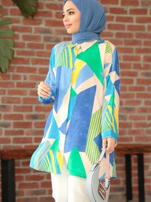 Desenli Mavi Tunik