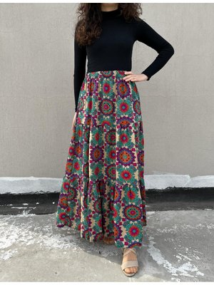 Uzun Çiçekli Renkli / Etek