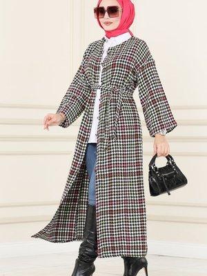 Gül Kurusu & Kahve Kazayağı Desenli Ferace Gül Kurusu & Kahve Kazayağı Desenli Ferace