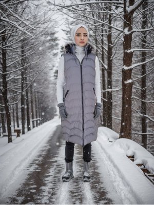 Gri Kürk Kapüşonlu Şişme Yelek