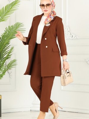 Kahve Blazer Ceketli Dabıl Takım Kahve Blazer Ceketli Dabıl Takım