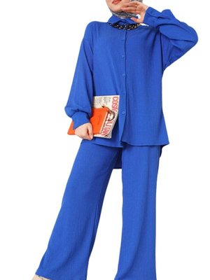 Saks Mavi İkili Örme Takım Saks Mavi İkili Örme Takım