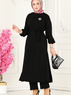 Siyah Kemerli Viskon Takım Siyah Kemerli Viskon Takım