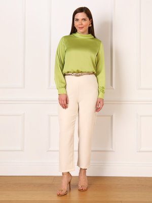 Taş Rengi Beli Lastikli Büyük Beden Kumaş Pantolon