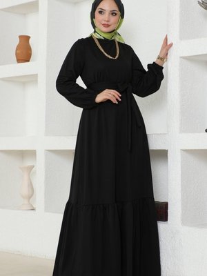 Siyah Kemerli Mira Elbise