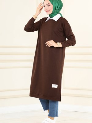 Acı Kahve Arma Detaylı Basic Tunik Acı Kahve Arma Detaylı Basic Tunik