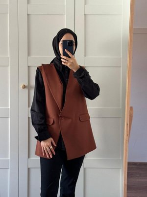 Asimetrik Kesim Farklı Model Çeket Kahve Asimetrik Kesim Farklı Model Çeket Kahve