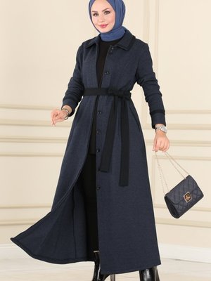 İndigo Kemerli Kışlık Ferace İndigo Kemerli Kışlık Ferace