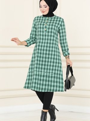 Benetton Yeşili Yarım Düğmeli Tüvit Tunik Benetton Yeşili Yarım Düğmeli Tüvit Tunik