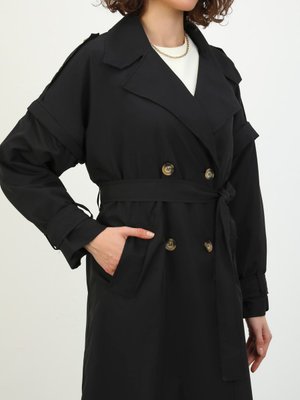 Siyah Kolları Çıkabilen Yelek Trençkot