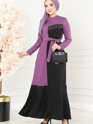 Lila Zincirli Elbise