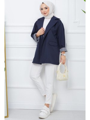 Lacivert Oversize Bondit Ceket Lacivert Oversize Bondit Ceket