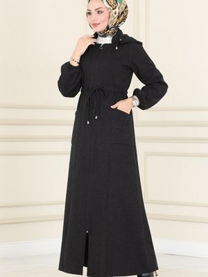 Siyah Beli Tünelli Kışlık Ferace Siyah Beli Tünelli Kışlık Ferace