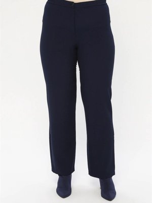 Lacivert Arıkan Büyük Beden Krep Bol Paça Pantolon