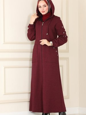 Bordo Kuşgözü Detaylı Ferace Bordo Kuşgözü Detaylı Ferace