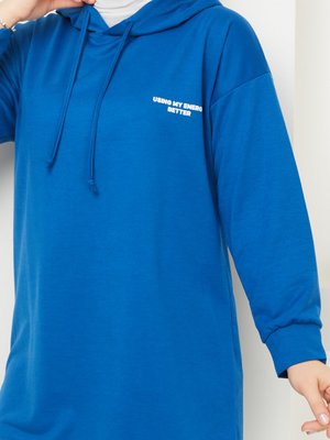 Mavi Kapüşonlu Sweatshirt
