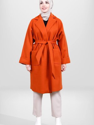 Turuncu Kaşe Taksim Kaban Turuncu Kaşe Taksim Kaban