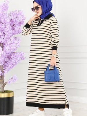 Siyah Çizgili Spor Elbise