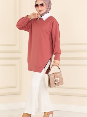 Gül Kurusu Zincir Detaylı Tunik