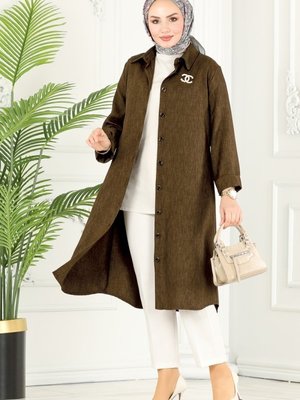 Kahve Düğmeli Basic Tunik Kahve Düğmeli Basic Tunik