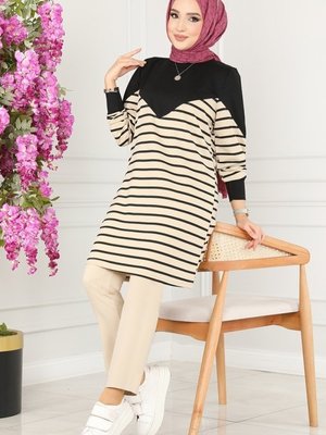 Siyah Çizgili Spor Tunik