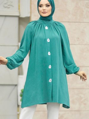 Düğmeli Turkuaz Tunik