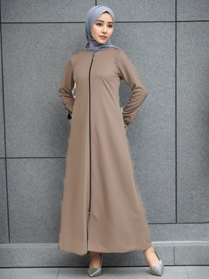 Vizon Kolu Lastikli Fermuarlı Ferace Vizon Kolu Lastikli Fermuarlı Ferace