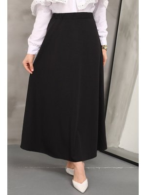 Siyah Uzun Scuba Kloş Etek Siyah Uzun Scuba Kloş Etek