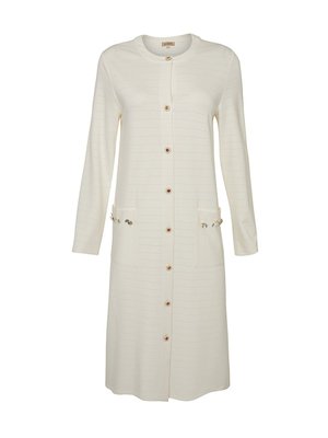 Cepleri İşleme Detaylı Örme Uzun Hırka