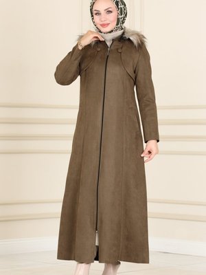 Haki Bolero Detaylı Süet Ferace Haki Bolero Detaylı Süet Ferace