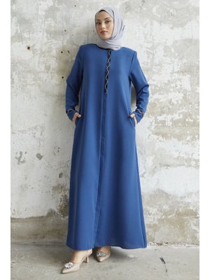 İndigo Sarmal Taş Detaylı Petek Ferace İndigo Sarmal Taş Detaylı Petek Ferace