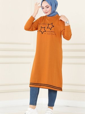 Hardal Yıldız Baskılı Spor Tunik Hardal Yıldız Baskılı Spor Tunik