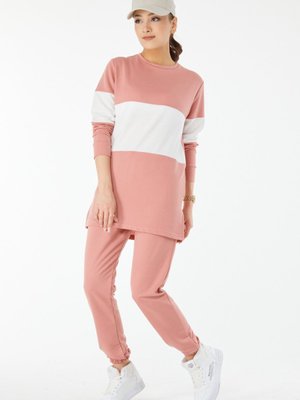 Gul Bisiklet Yaka Uzun Kollu Garnili Eşoman Takımı